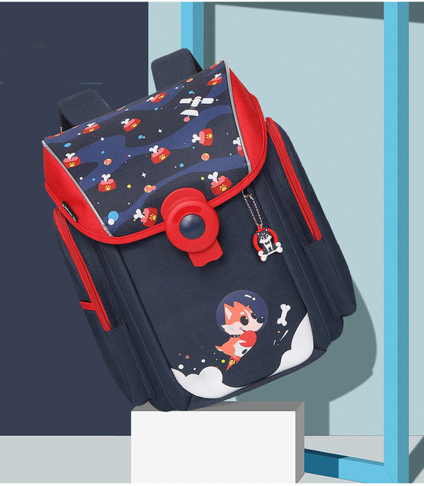 Primary School Students Backpack With Magnetic Buckle And Ridge Protection