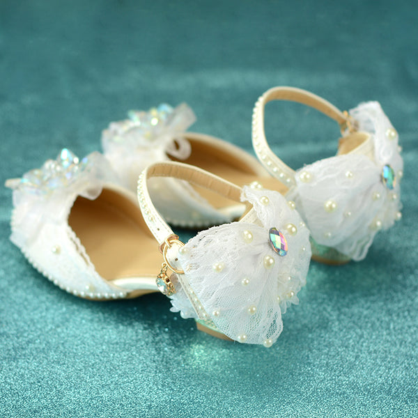Girls High-heeled Summer Crystal Shoes Show Leather Shoes