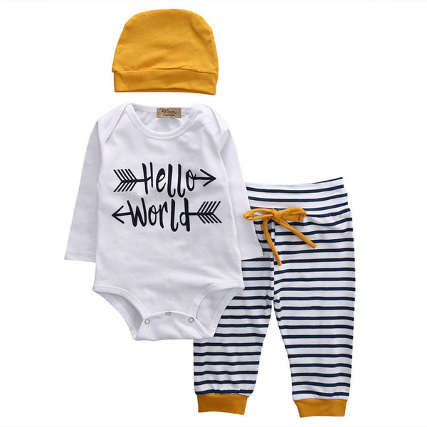 3pcs set Newborn Baby Clothes Long Sleeve Striped Clothing