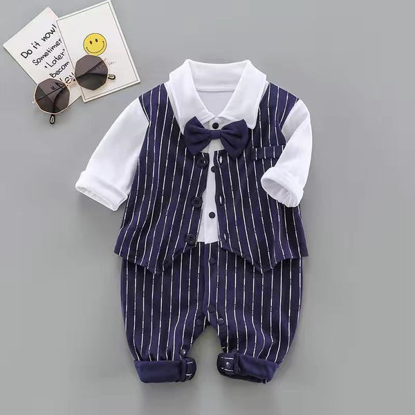 Spring And Autumn Infant One-Piece Romper Long Sleeve Baby Boy Gentleman Girl Baby Clothes