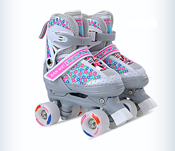 Children's Double-row Four-wheel Roller Skate Protective Gear Set