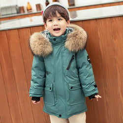 Boys' Mid-length Thickened White Duck Down Jacket